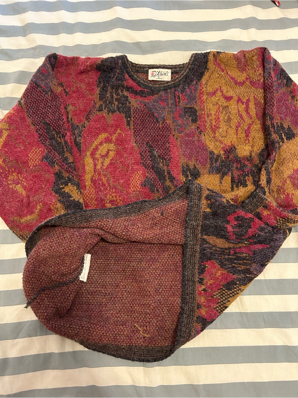 Multicolor Abstract Knit Sweater - Red, Mustard & Black